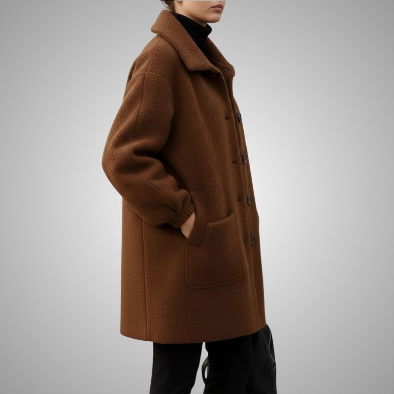 Seda Women’s Fleece Jacket – Soft Wool-Blend Vintage Winter Coat