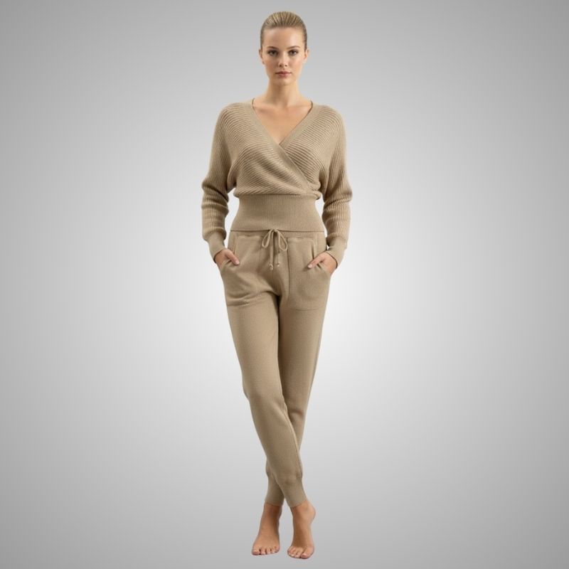 Anna Women's Loungewear Set – Soft Cotton-Blend Sweater Co-Ord with Tapered Joggers