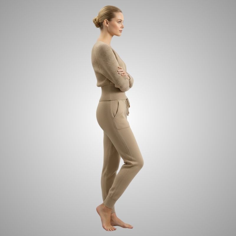 Anna Women's Loungewear Set – Soft Cotton-Blend Sweater Co-Ord with Tapered Joggers