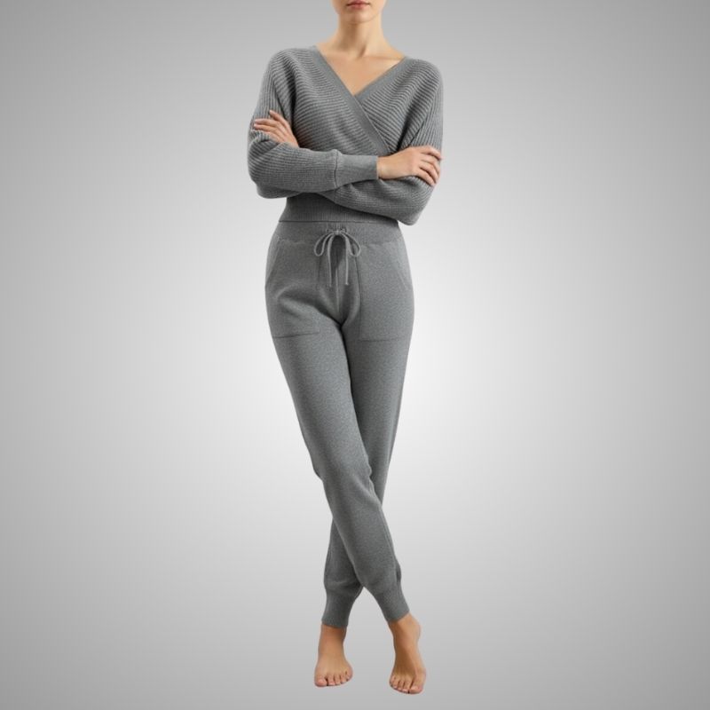 Anna Women's Loungewear Set – Soft Cotton-Blend Sweater Co-Ord with Tapered Joggers