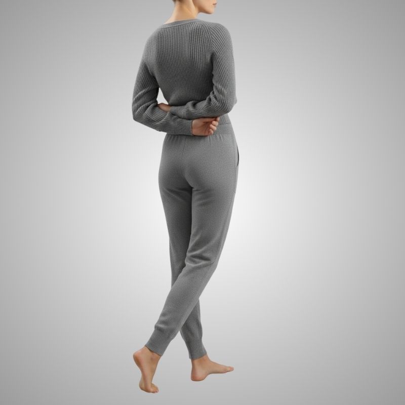 Anna Women's Loungewear Set – Soft Cotton-Blend Sweater Co-Ord with Tapered Joggers