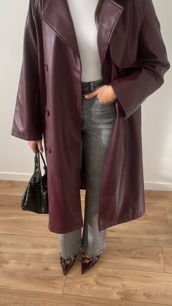 Oksana | Women’s Winter Leather Maxi Trench Coat