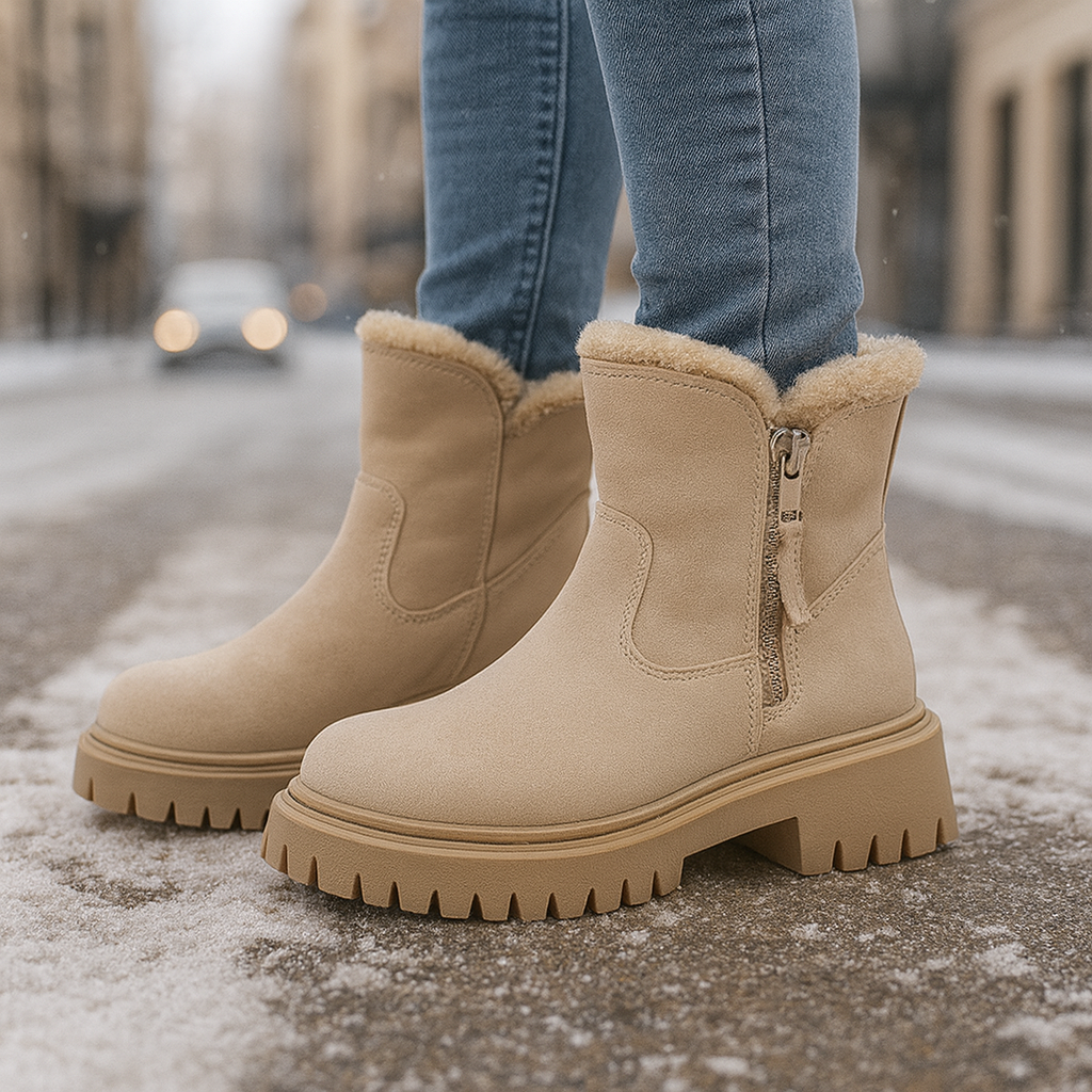 Evi Women’s Winter Boots – Vegan Leather Sherpa Lined Ankle Boots