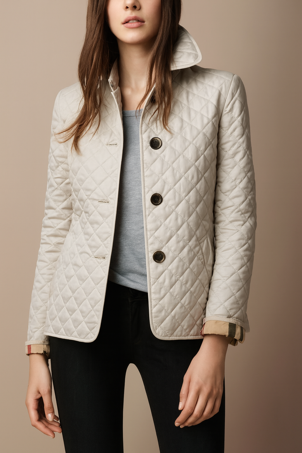 Liv Women’s Quilted Coat – Button-Up Winter Jacket for Office & Streetwear