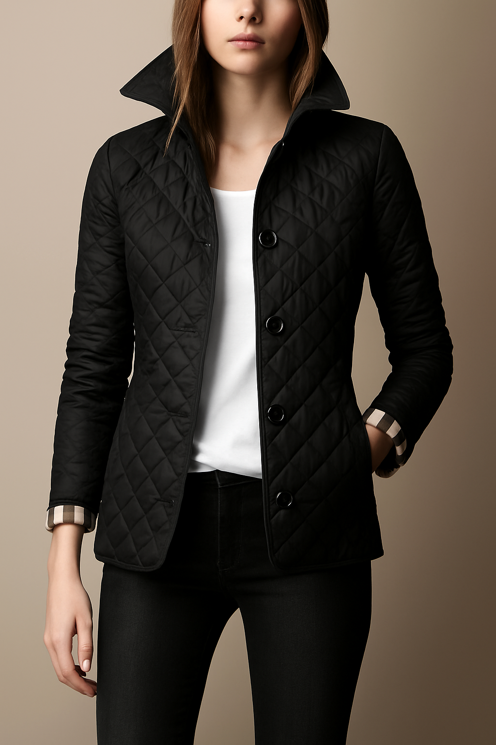 Liv Women’s Quilted Coat – Button-Up Winter Jacket for Office & Streetwear
