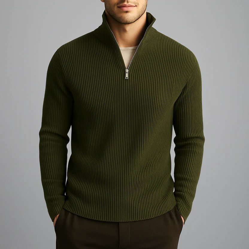 Soren Men’s Turtleneck Sweater – Warm Breathable Wool Knit Pullover with Structured Ribbed Collar