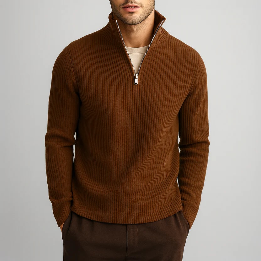 Soren Men’s Turtleneck Sweater – Warm Breathable Wool Knit Pullover with Structured Ribbed Collar