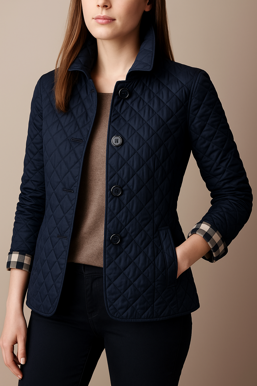 Liv Women’s Quilted Coat – Button-Up Winter Jacket for Office & Streetwear