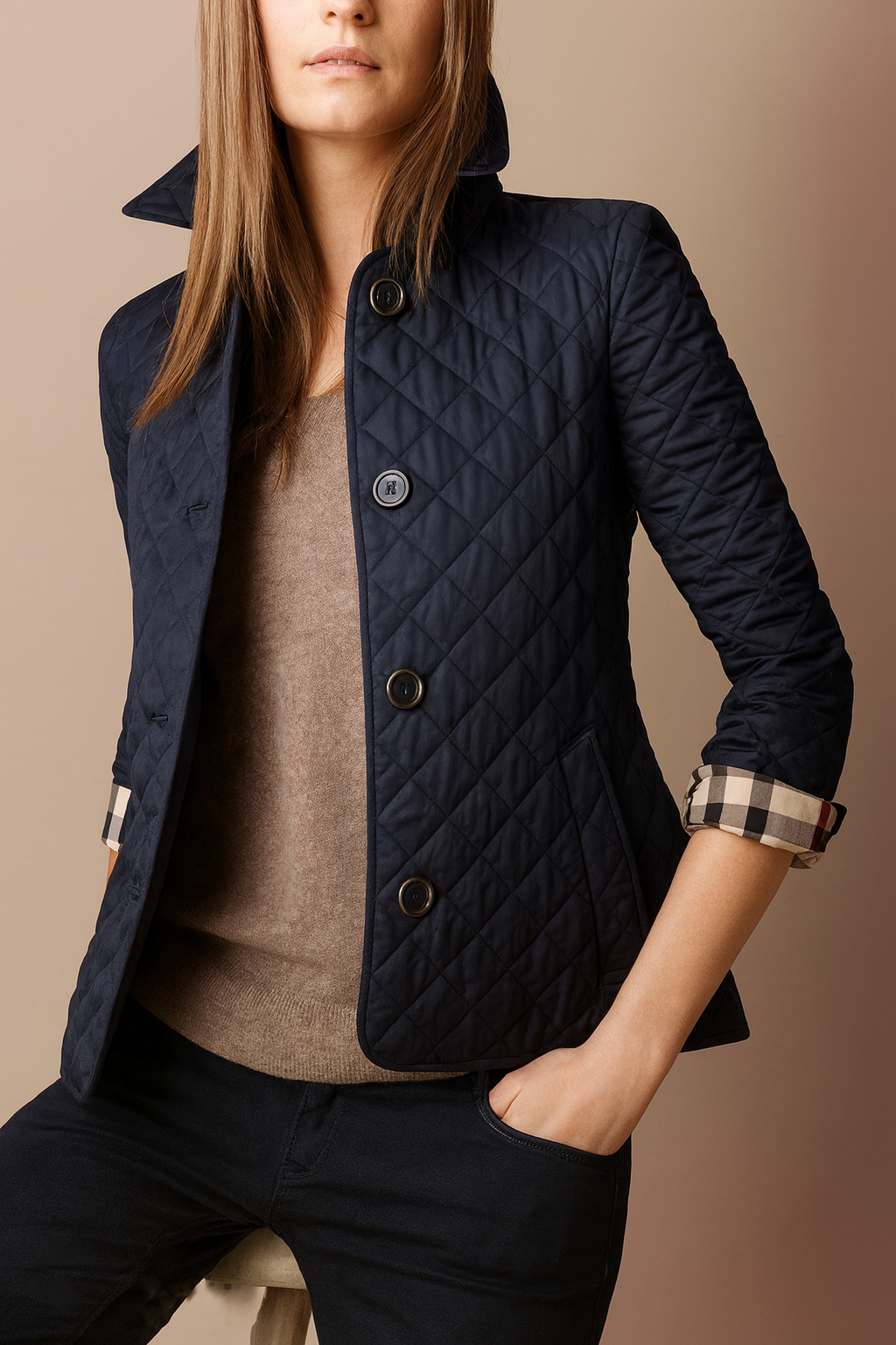 Liv Women’s Quilted Coat – Button-Up Winter Jacket for Office & Streetwear