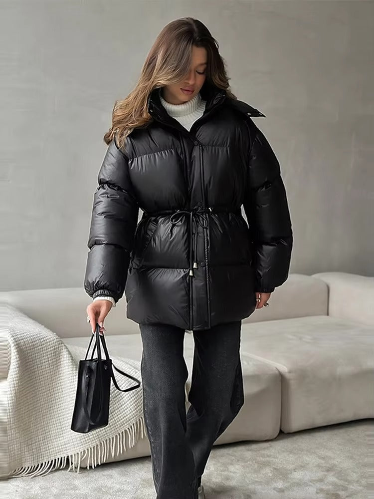 Rémi | Winter Drawstring Shiny Puffer Jacket
