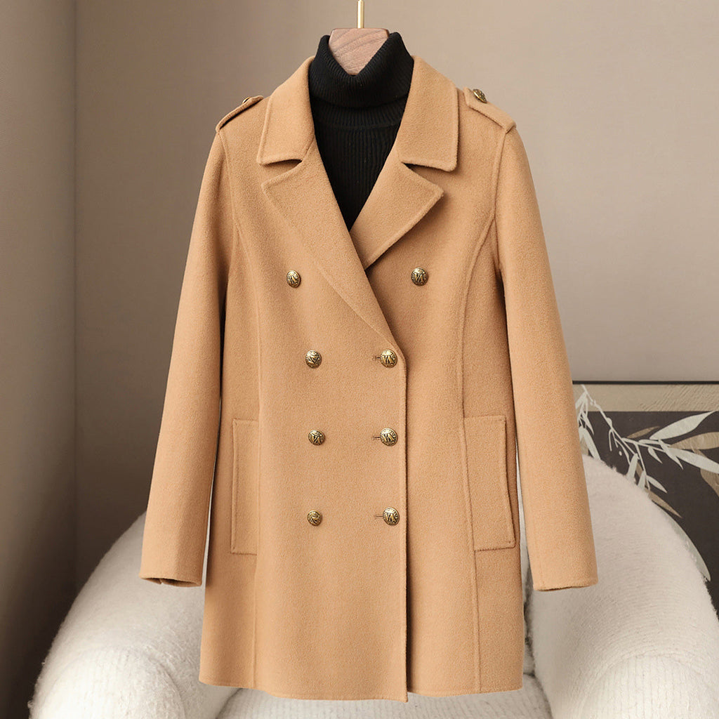 Marlies Women’s Wool Cashmere Coat – Double-Breasted Mid-Length with Tailored Fit