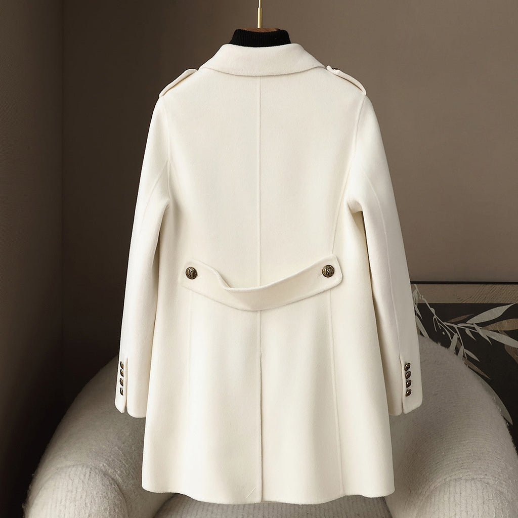 Marlies Women’s Wool Cashmere Coat – Double-Breasted Mid-Length with Tailored Fit