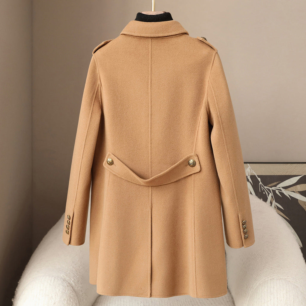 Marlies Women’s Wool Cashmere Coat – Double-Breasted Mid-Length with Tailored Fit