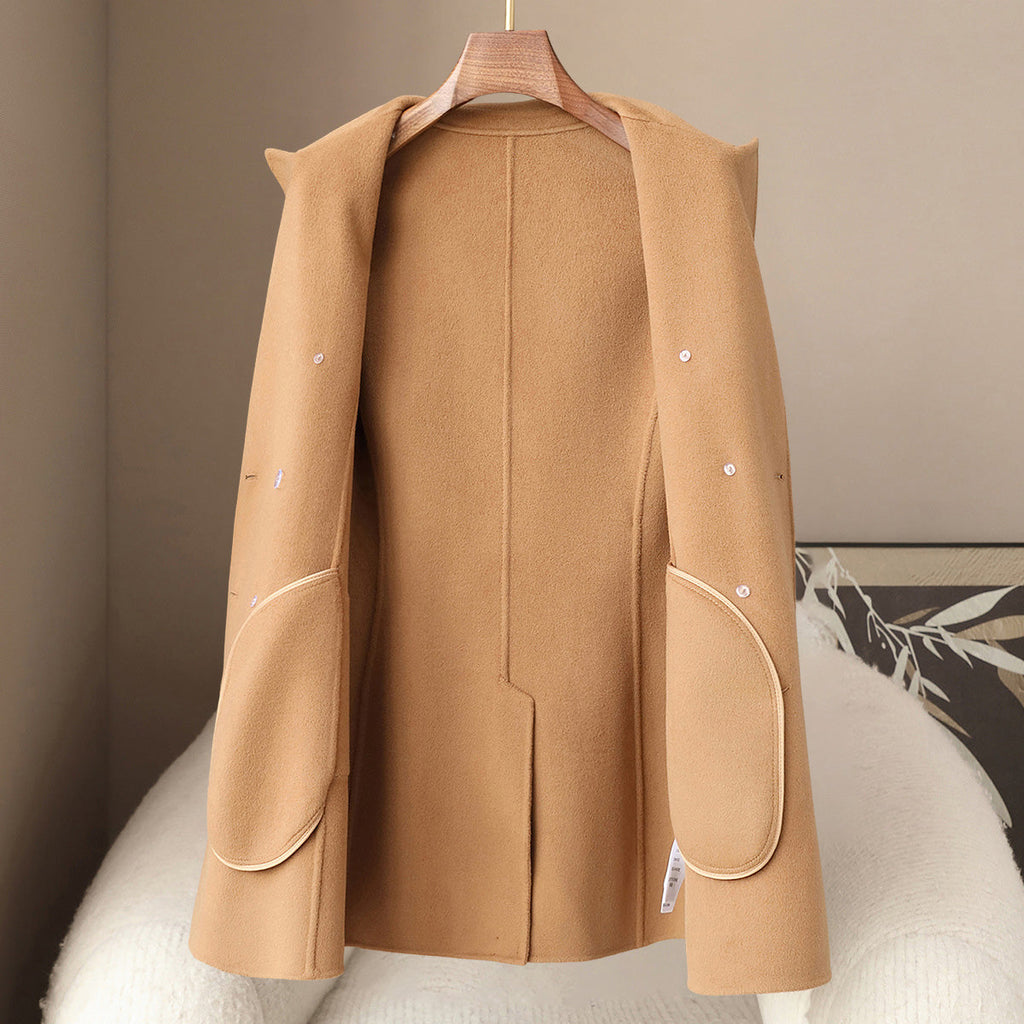 Marlies Women’s Wool Cashmere Coat – Double-Breasted Mid-Length with Tailored Fit