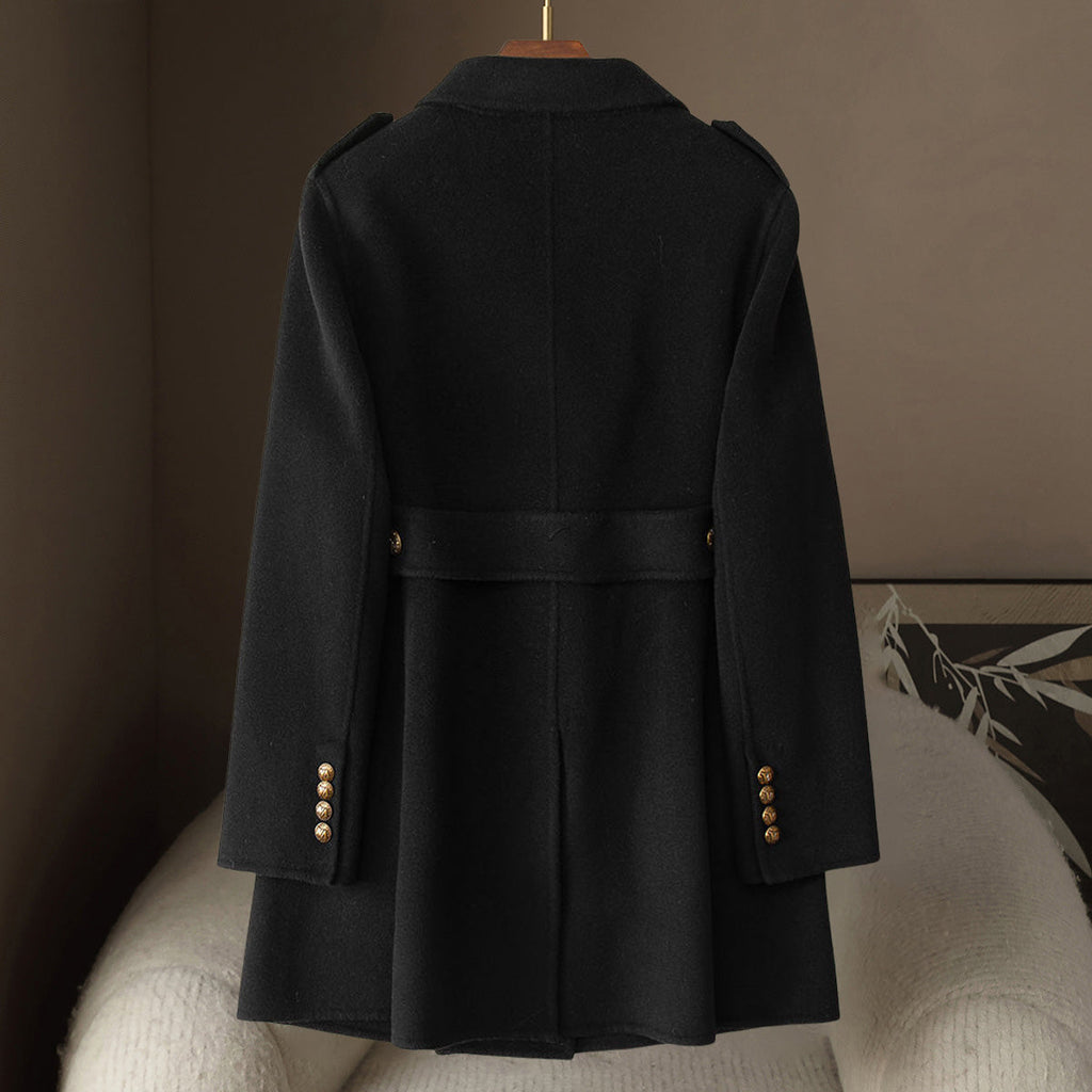 Marlies Women’s Wool Cashmere Coat – Double-Breasted Mid-Length with Tailored Fit