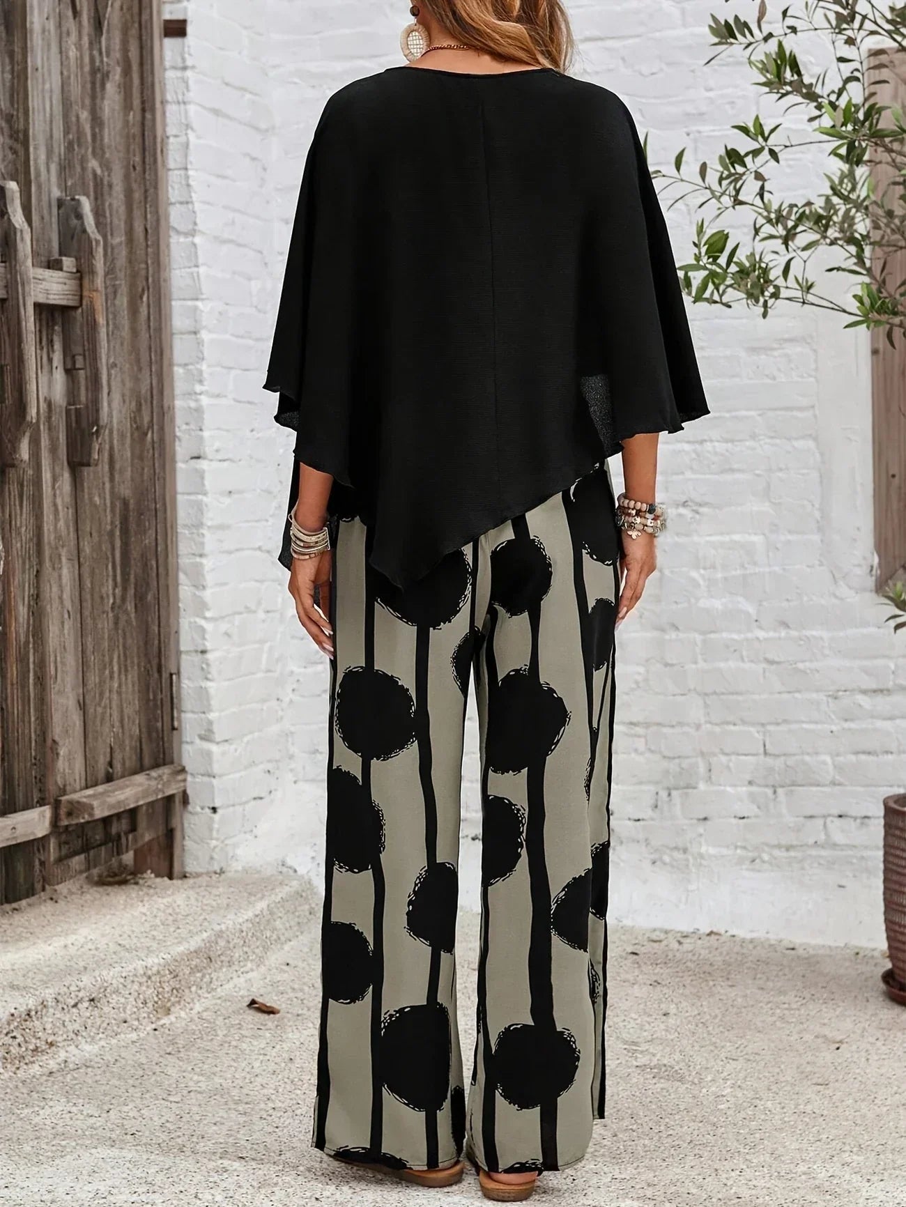 Talia | Asymmetric Top & Printed Pants Set