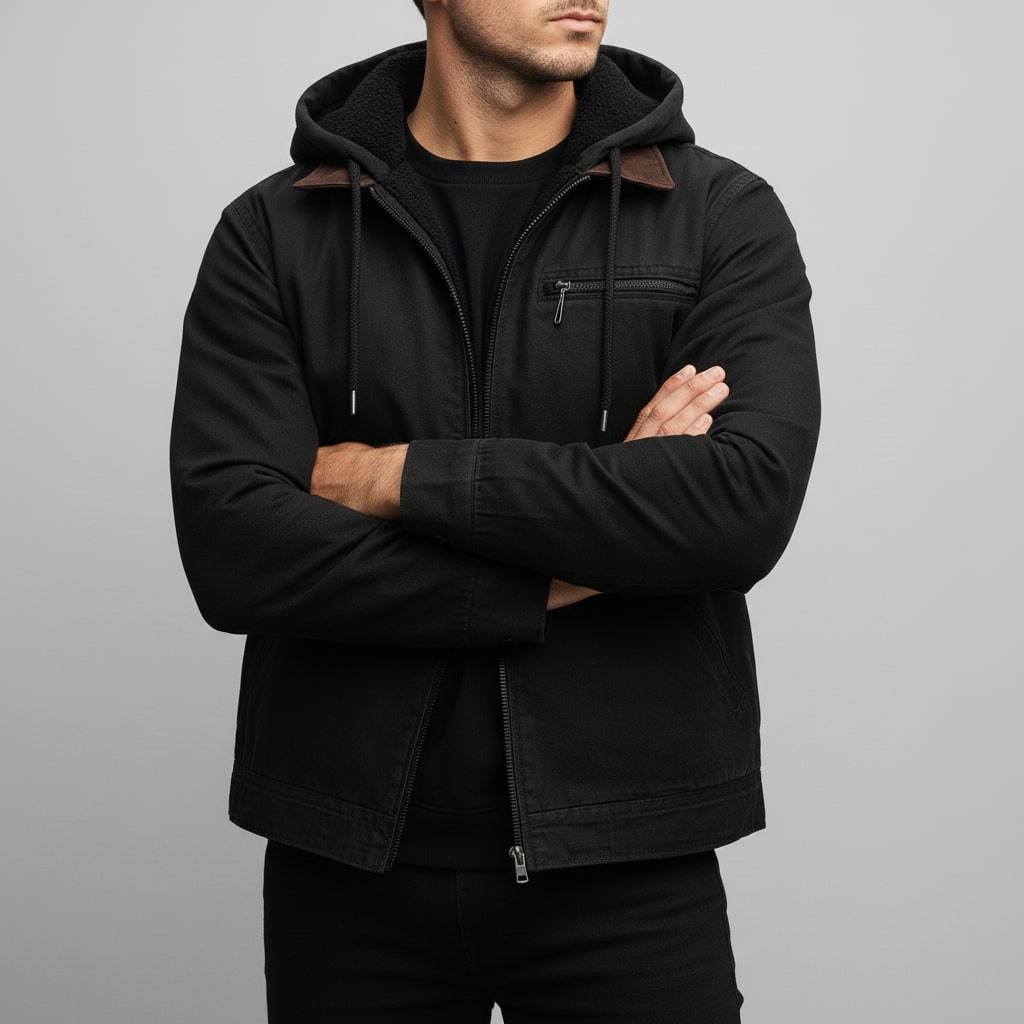 Arthur Men’s Hooded Jacket – Lightweight Windbreaker Jacket with Fleece Lining