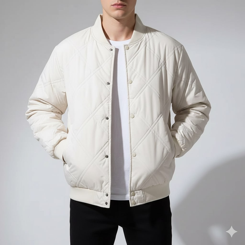 Nolan Men’s Bomber Jacket – Quilted Fleece-Lined Lightweight Winter Jacket