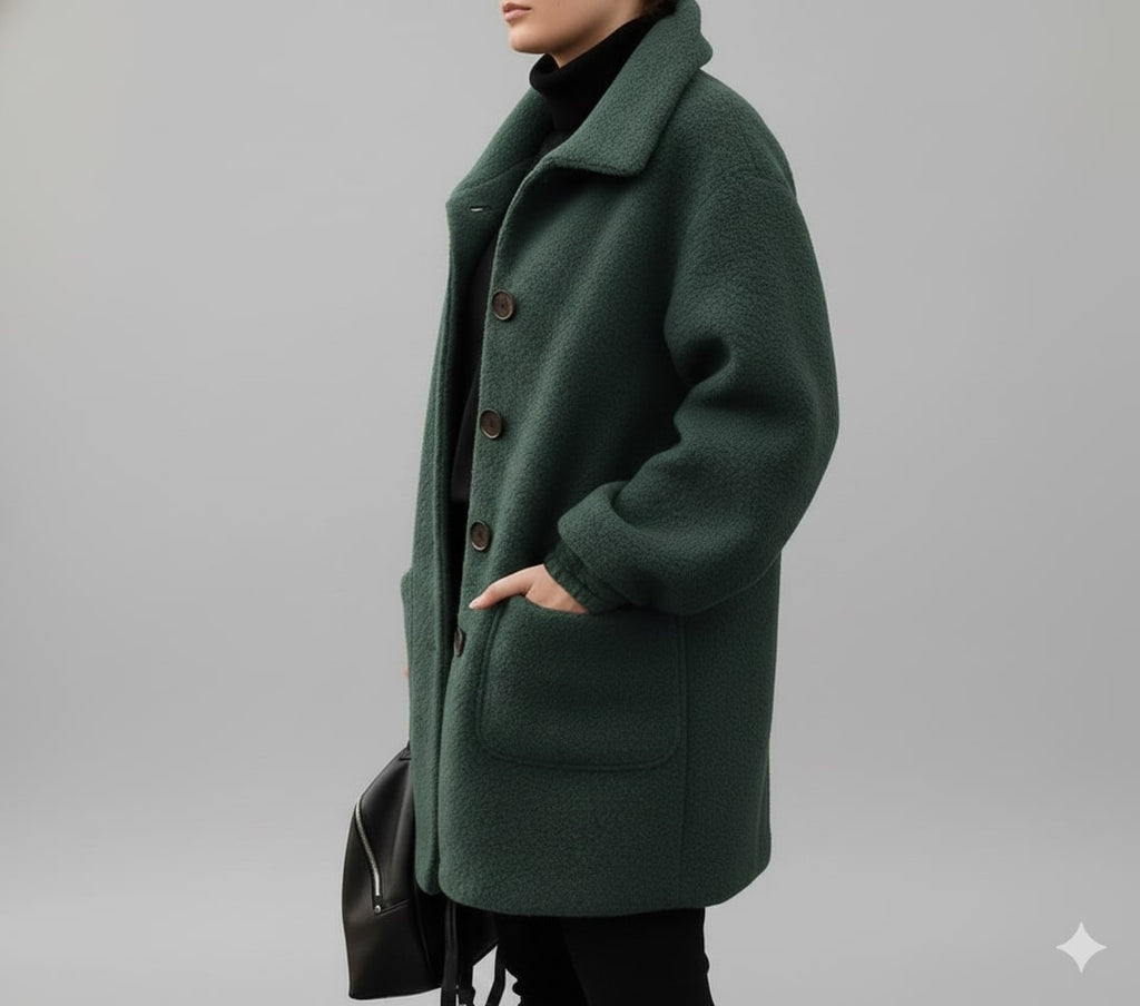 Seda Women’s Fleece Jacket – Soft Wool-Blend Vintage Winter Coat