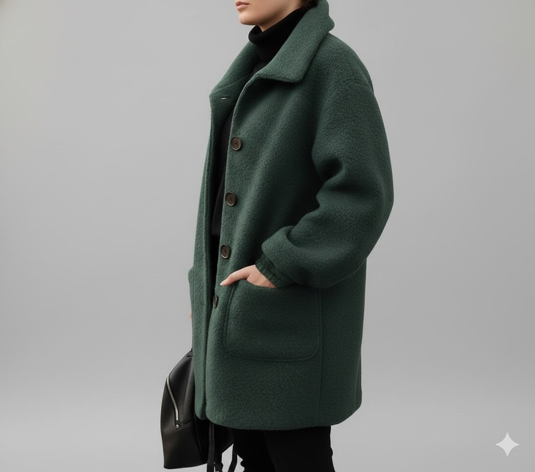 Seda Women’s Fleece Jacket – Soft Wool-Blend Vintage Winter Coat