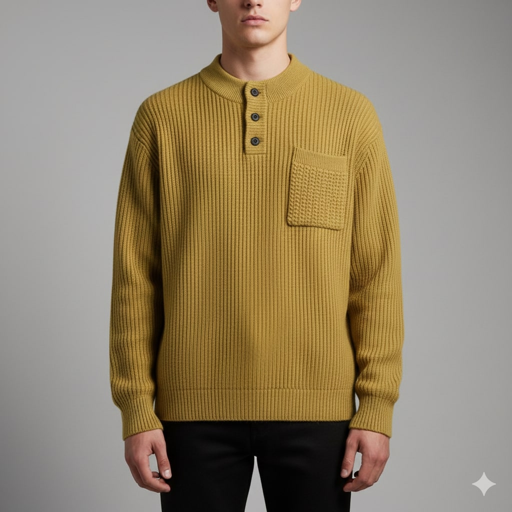 Kerem Men’s Pullover Sweater – Thick Ribbed Knit Pullover for Winter