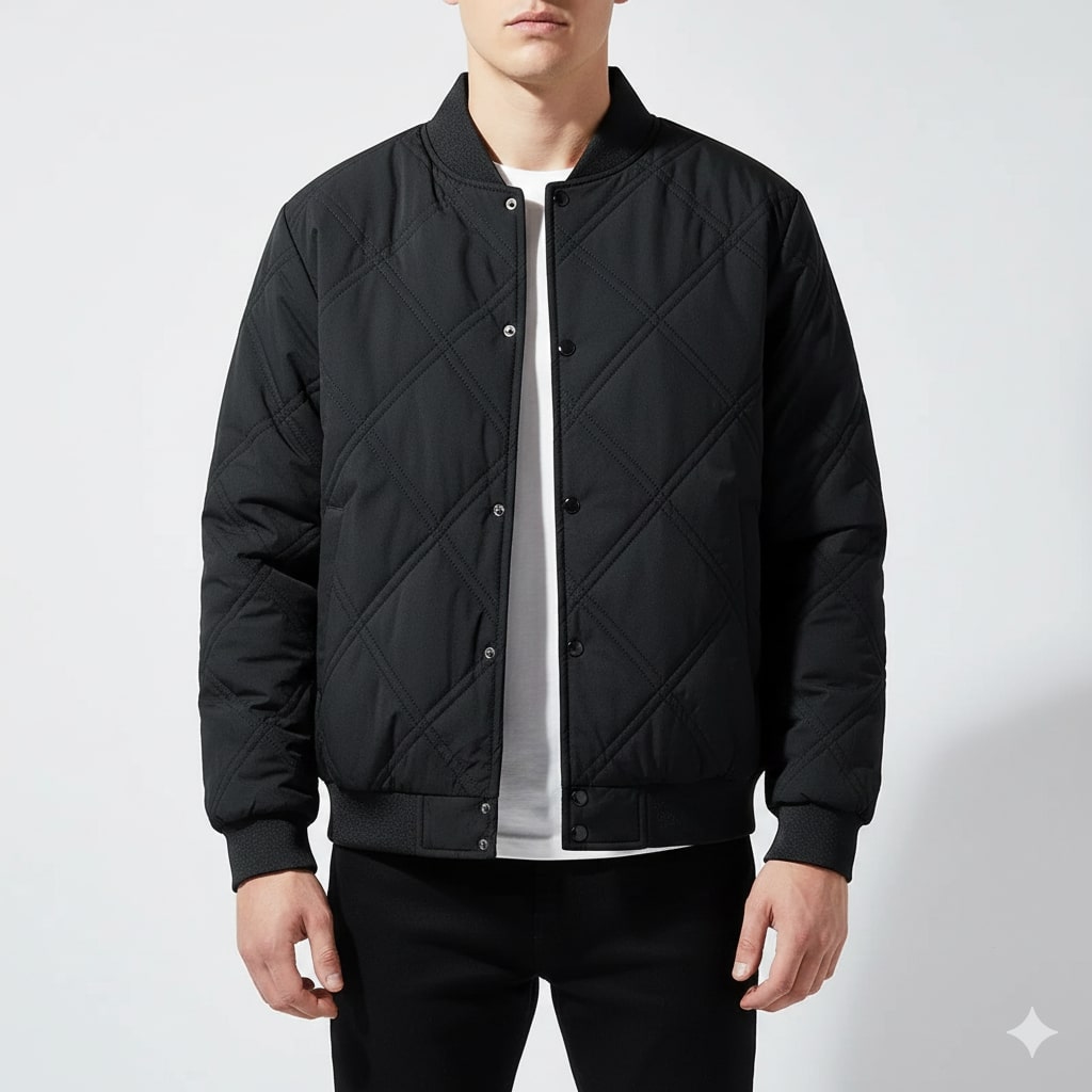 Nolan Men’s Bomber Jacket – Quilted Fleece-Lined Lightweight Winter Jacket