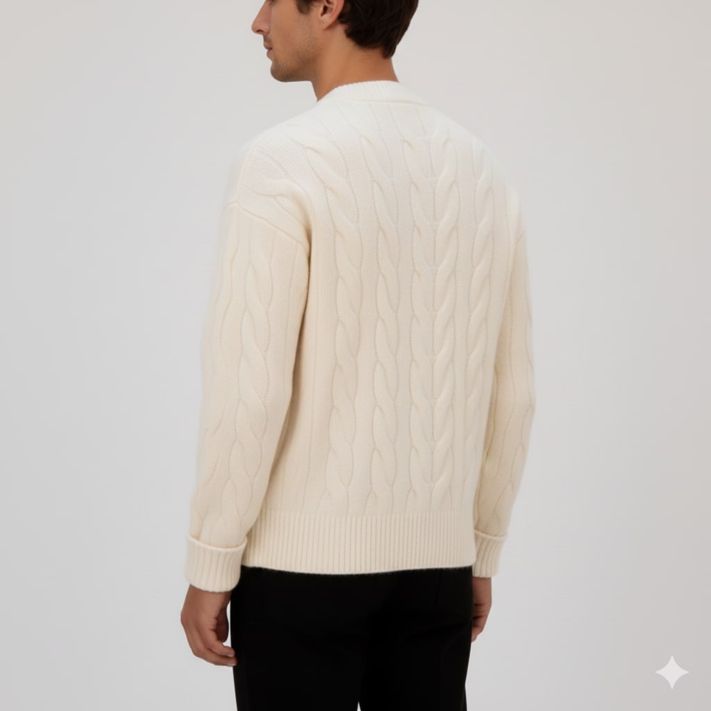 Anton Men’s Cardigan – Cable Knit Cardigan with Classic Button-Up Style