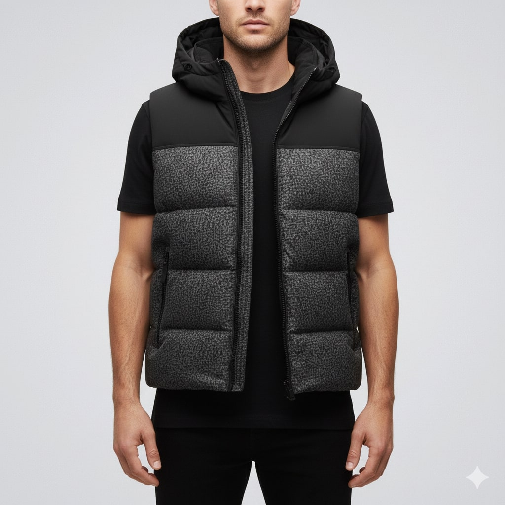 Theo Men's Insulated Vest – Thermal Cotton Layer with Detachable Hood