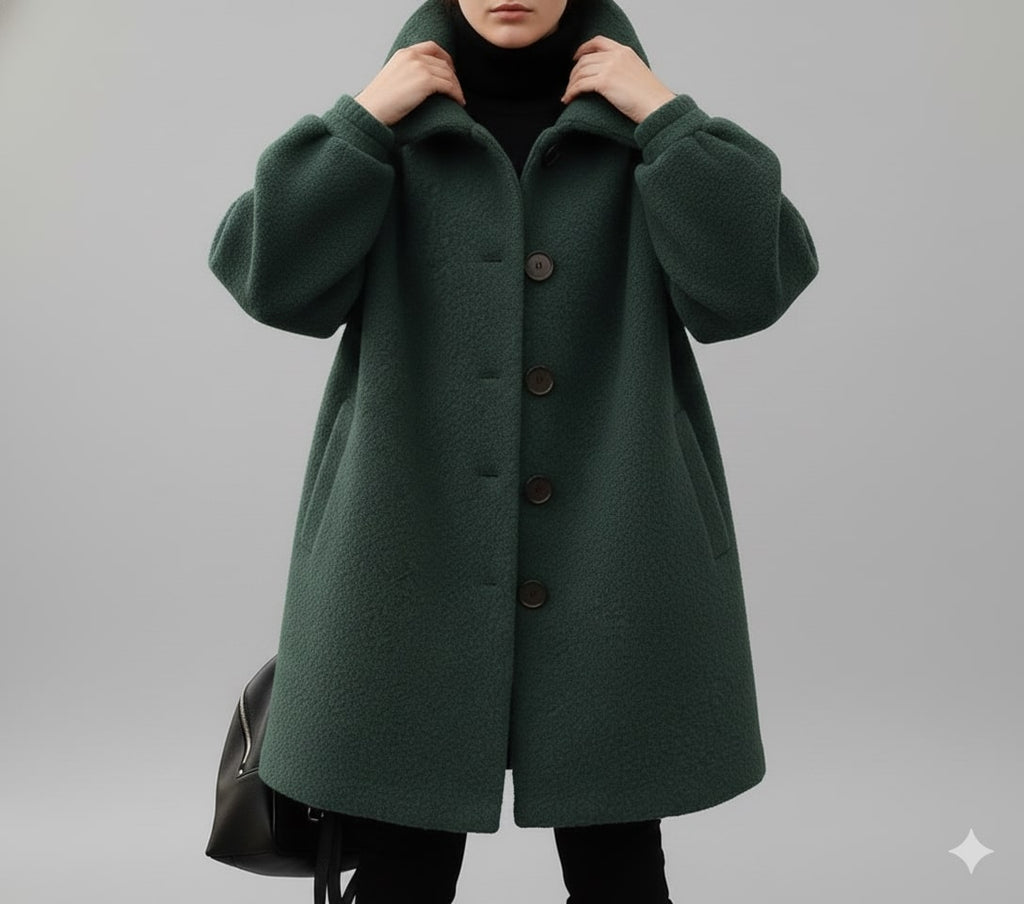 Seda Women’s Fleece Jacket – Soft Wool-Blend Vintage Winter Coat