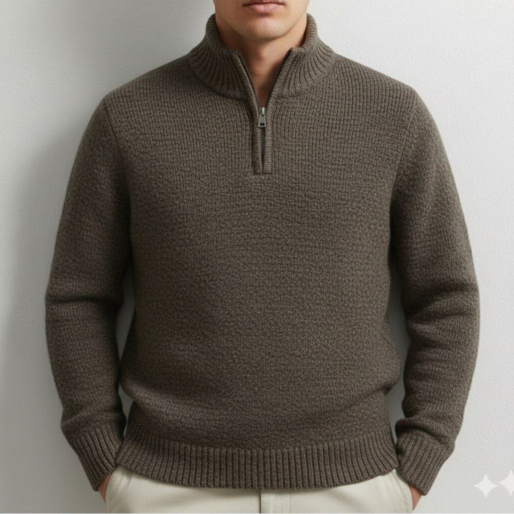 Jonas Men’s Quarter-Zip Sweater – Cotton Knit Pullover for Layered Comfort