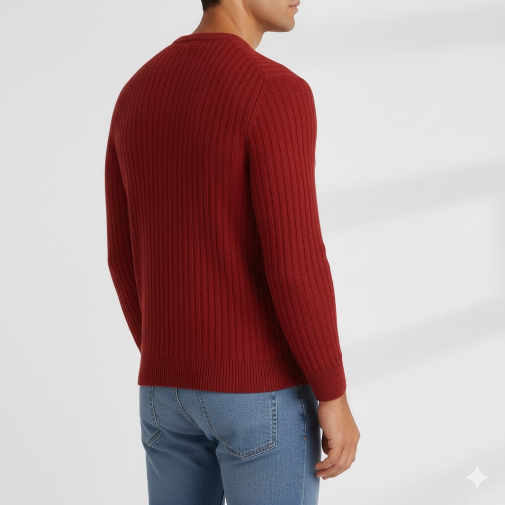 Everett Men’s Merino Wool Sweater – Soft Warm Knit Pullover with Structured Ribbed Collar