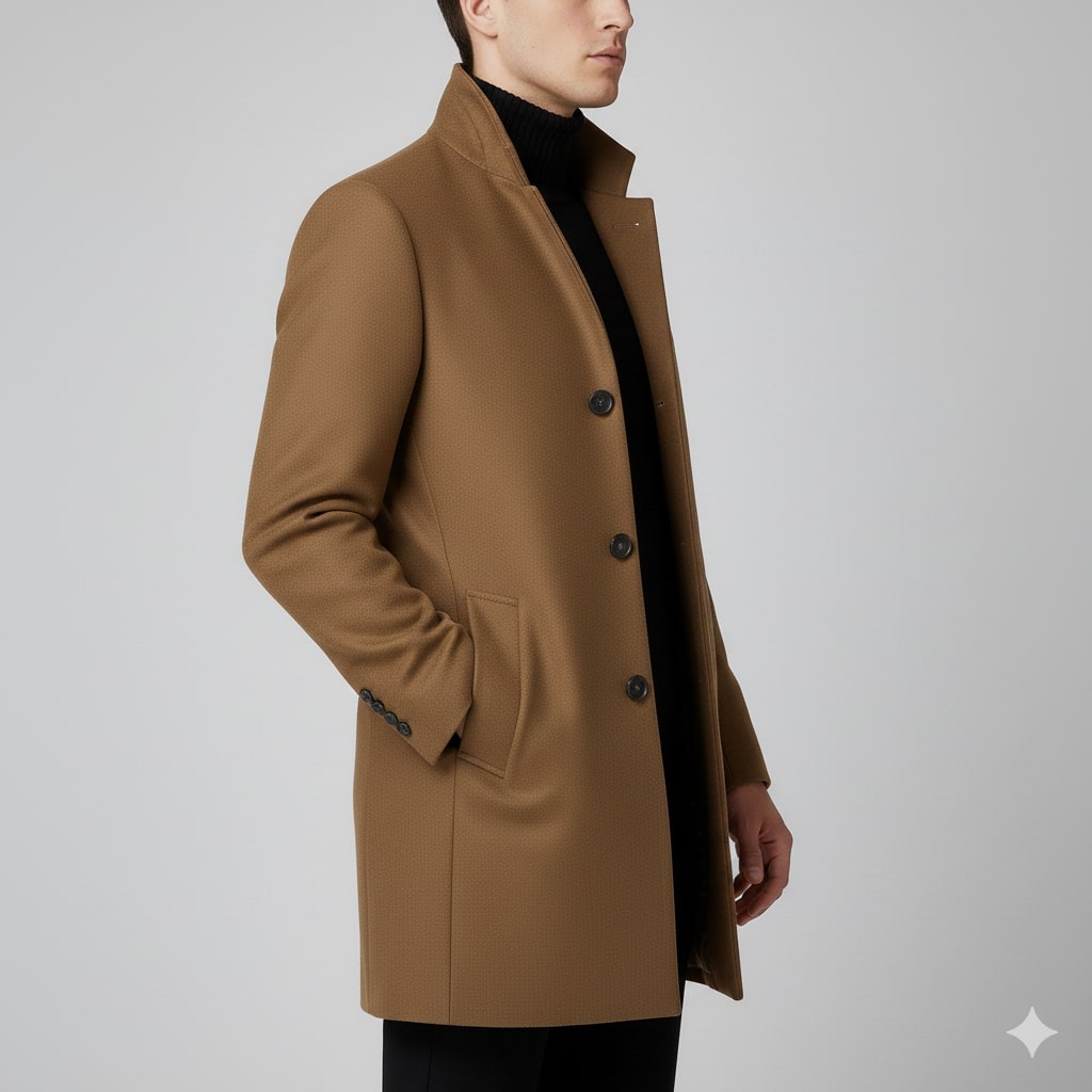 Boris Men’s Wool Coat – Tailored Soft Winter Long Overcoat