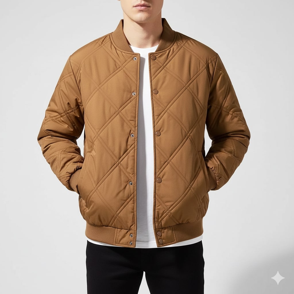 Nolan Men’s Bomber Jacket – Quilted Fleece-Lined Lightweight Winter Jacket