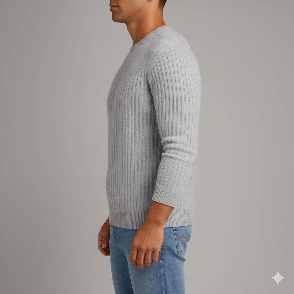 Everett Men’s Merino Wool Sweater – Soft Warm Knit Pullover with Structured Ribbed Collar