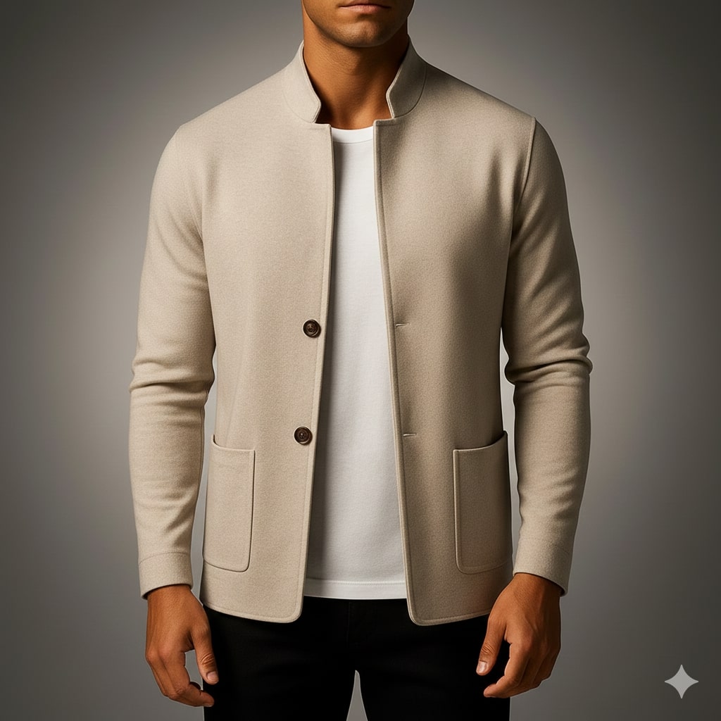 Austin Men’s Knit Cardigan – Soft Italian-Style Pullover with Mandarin Collar