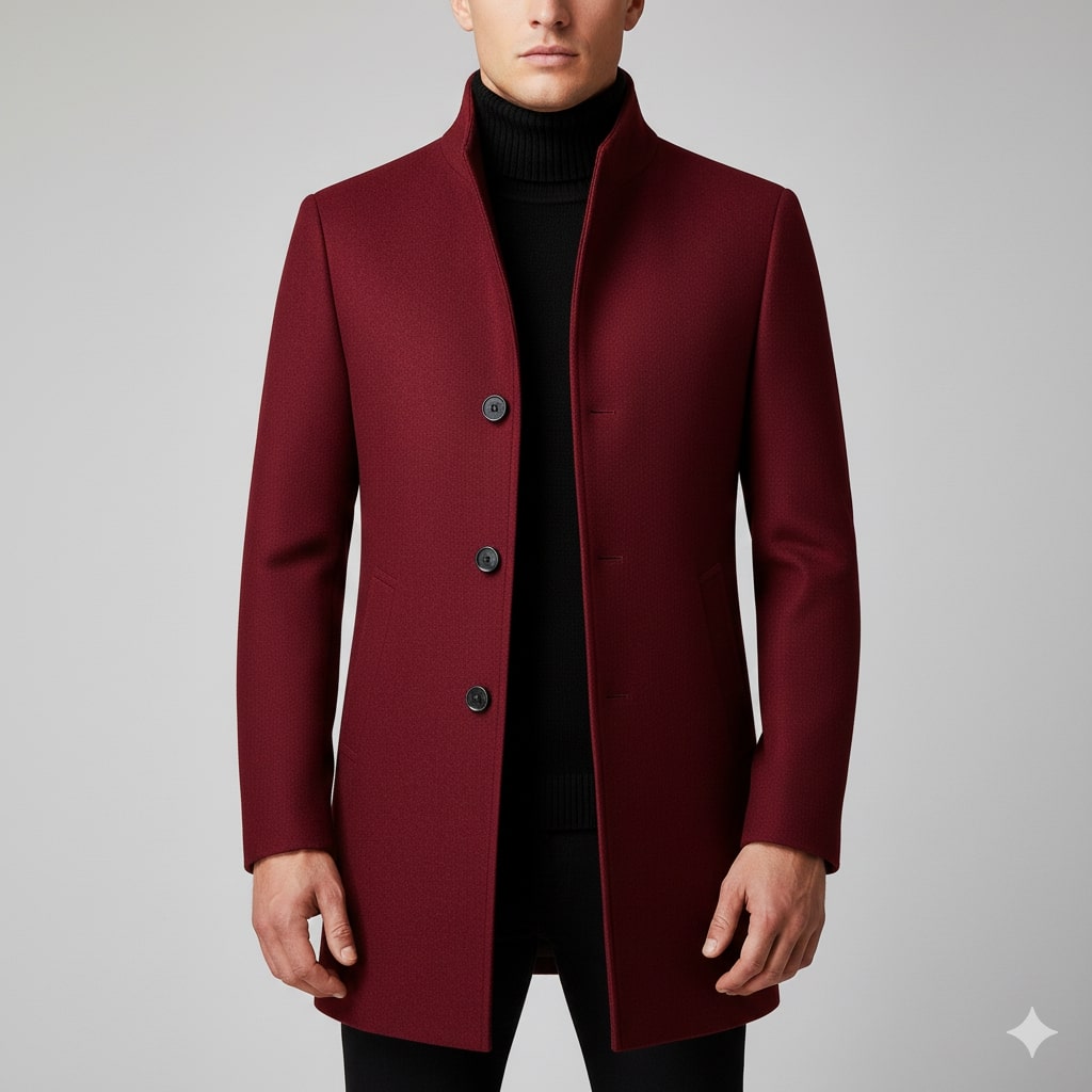 Boris Men’s Wool Coat – Tailored Soft Winter Long Overcoat