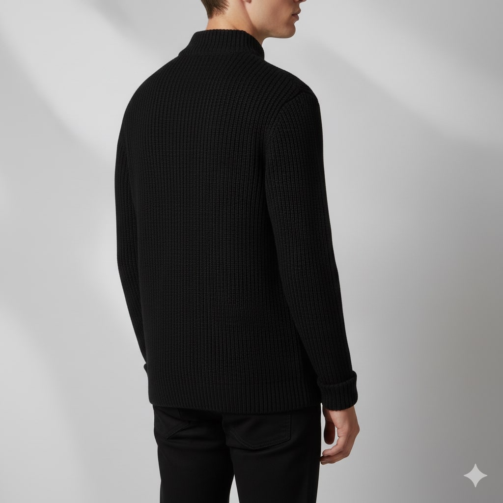 Luca Men’s Cable Knit Pullover – Soft O-Neck Sweater with Button Detail