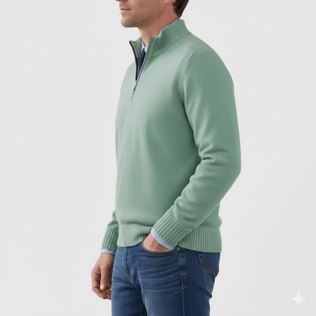 Lars Men’s Half-Zip Sweater – Soft Knit Pullover with Ribbed Details & Tailored Fit