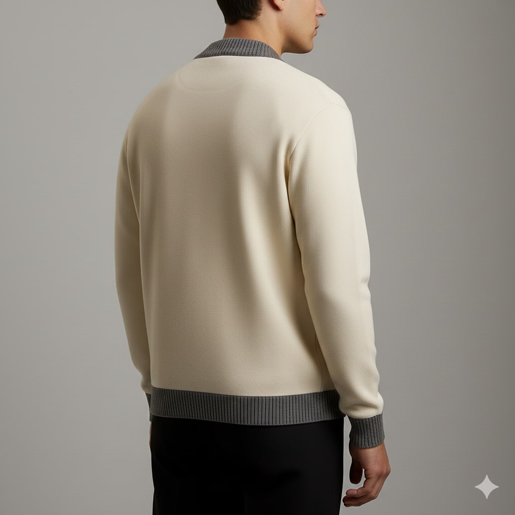 Sergey Men’s Cardigan – Two-Tone Button Placket Knitted Cardigan