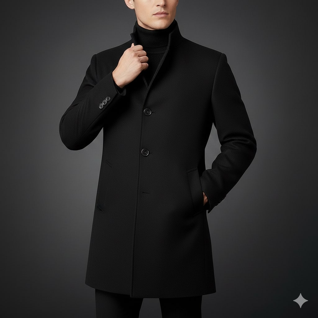 Boris Men’s Wool Coat – Tailored Soft Winter Long Overcoat