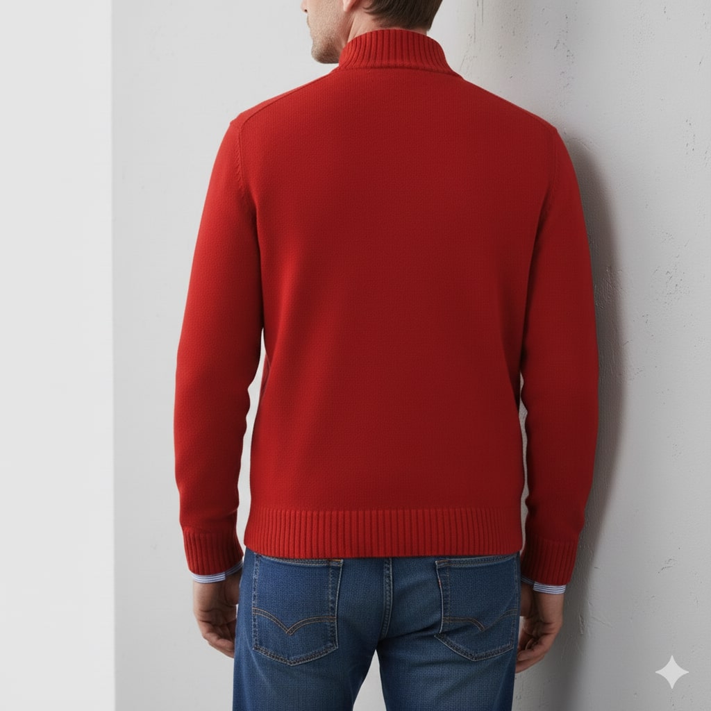 Lars Men’s Half-Zip Sweater – Soft Knit Pullover with Ribbed Details & Tailored Fit