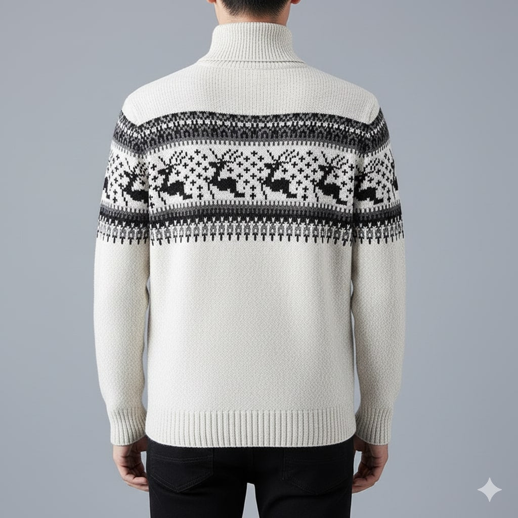 Mehdi Men's Christmas Sweater – Wool Knit Quarter-Zip Pullover