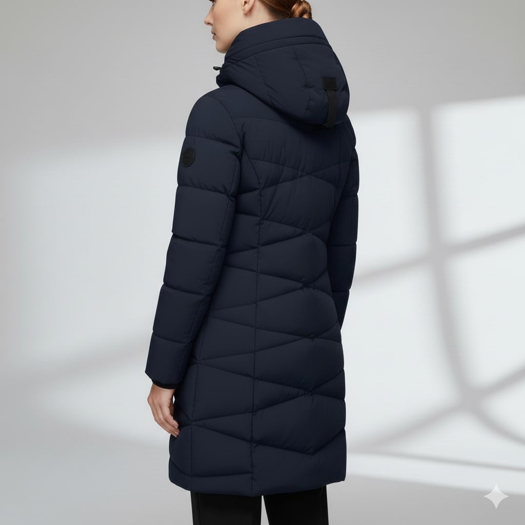 Livia Women’s Long Quilted Coat – Full-Length Warm Winter Jacket with Hood & Plush Lining