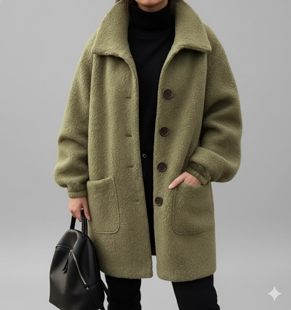 Seda Women’s Fleece Jacket – Soft Wool-Blend Vintage Winter Coat