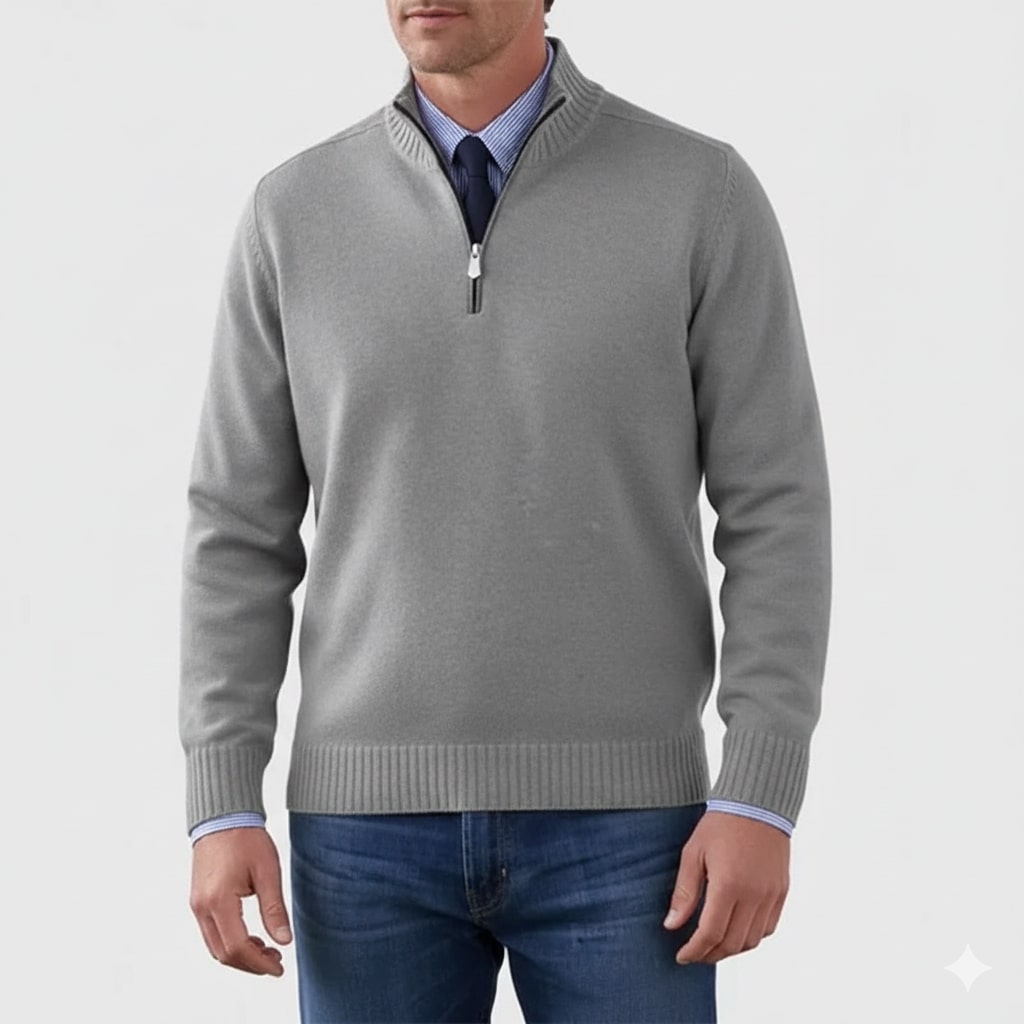 Lars Men’s Half-Zip Sweater – Soft Knit Pullover with Ribbed Details & Tailored Fit