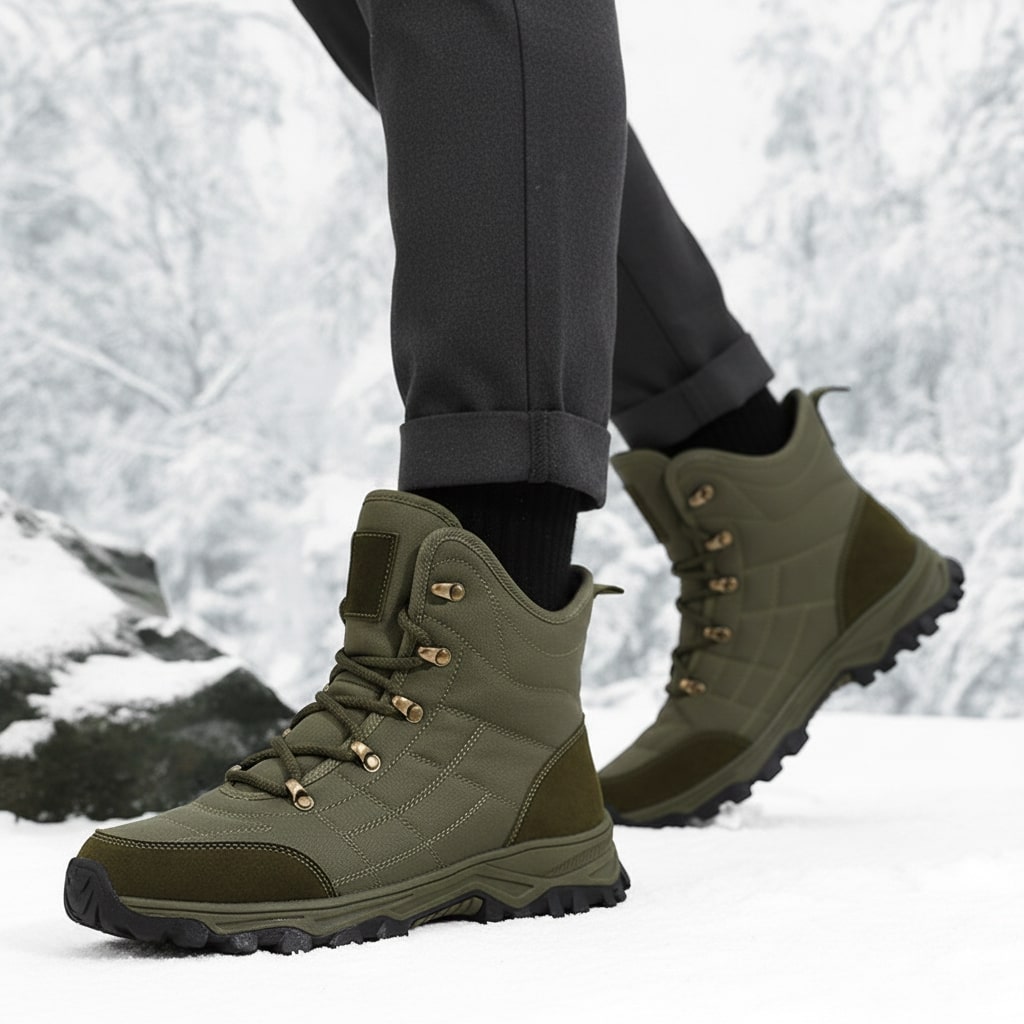 Zachary Men’s Snow Boots – Insulated Leather Lace-Up Boots with Non-Slip Sole