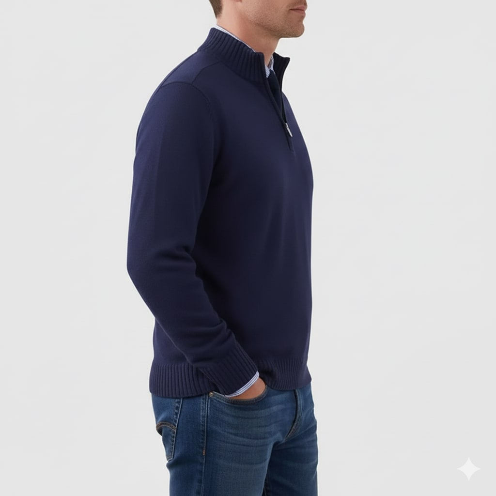Lars Men’s Half-Zip Sweater – Soft Knit Pullover with Ribbed Details & Tailored Fit