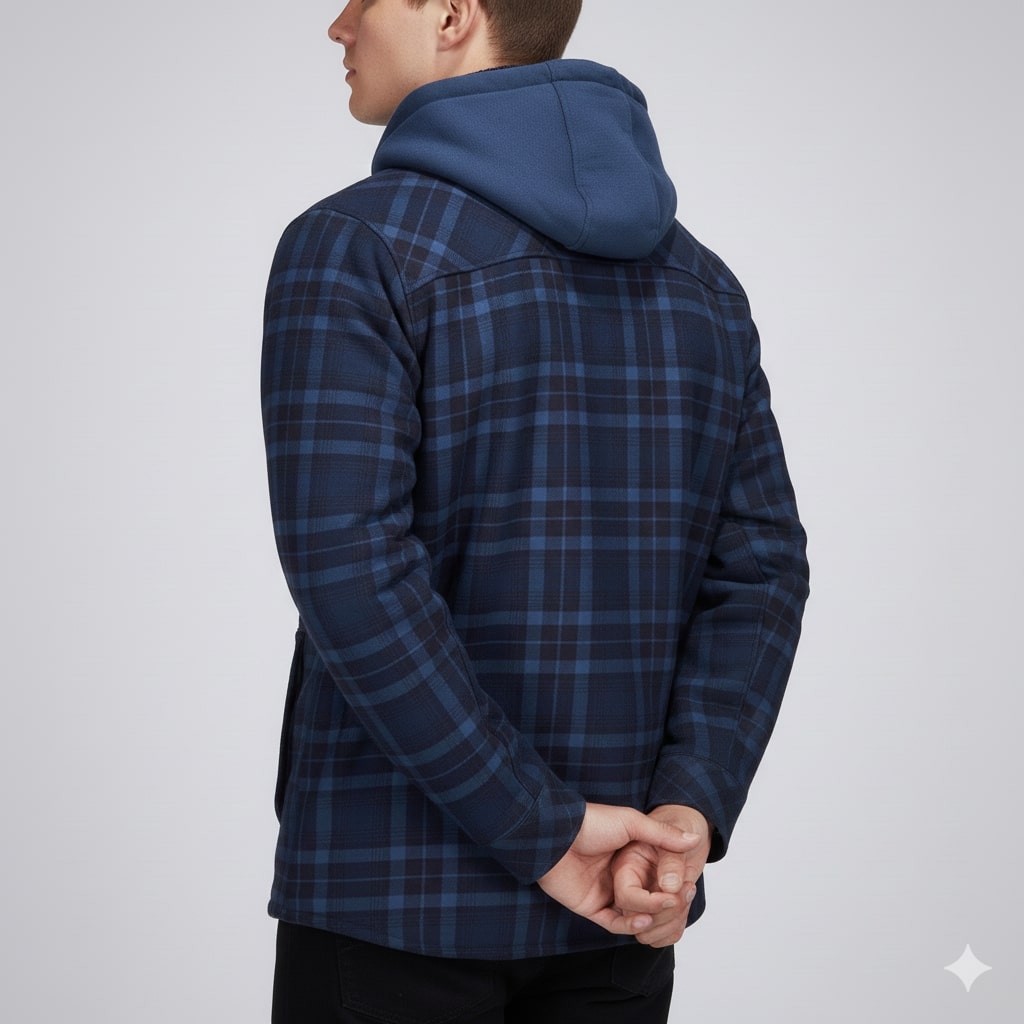 Florent Men’s Hoodie Jacket – Sherpa-Lined Flannel Hoodie for Winter Wear