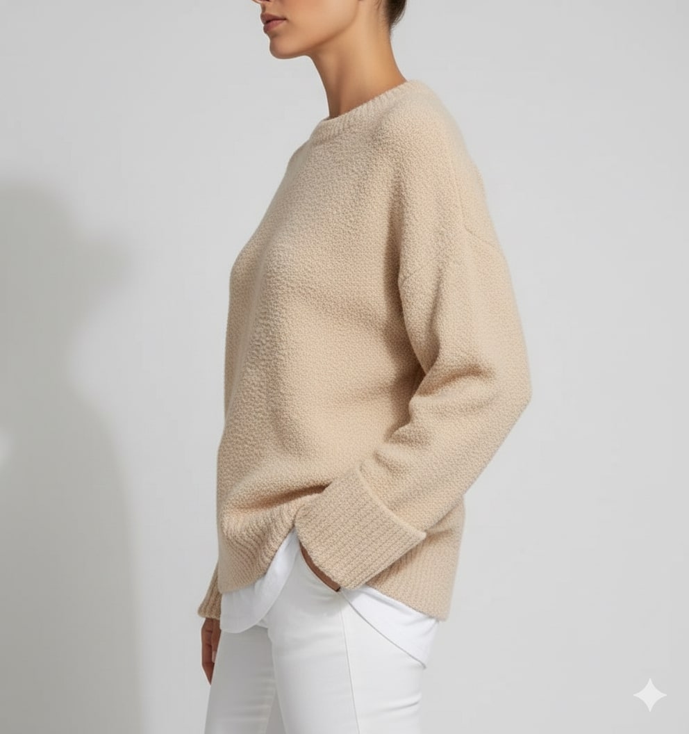 Theresa Women's Knit Sweater – Soft Relaxed-Fit Pullover with Wide Rib Cuffs