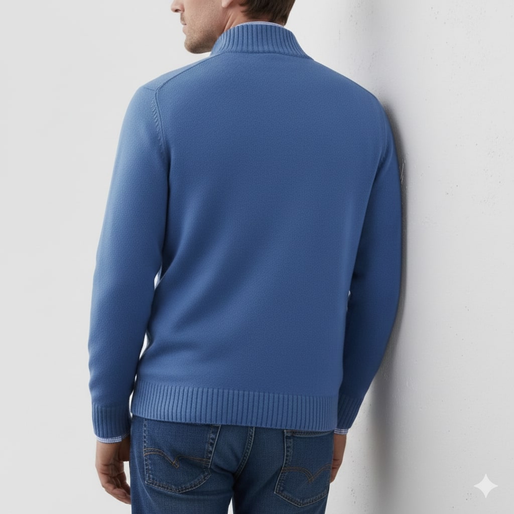 Lars Men’s Half-Zip Sweater – Soft Knit Pullover with Ribbed Details & Tailored Fit